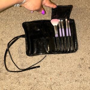 Black Makeup Brush Set with Purple Accents